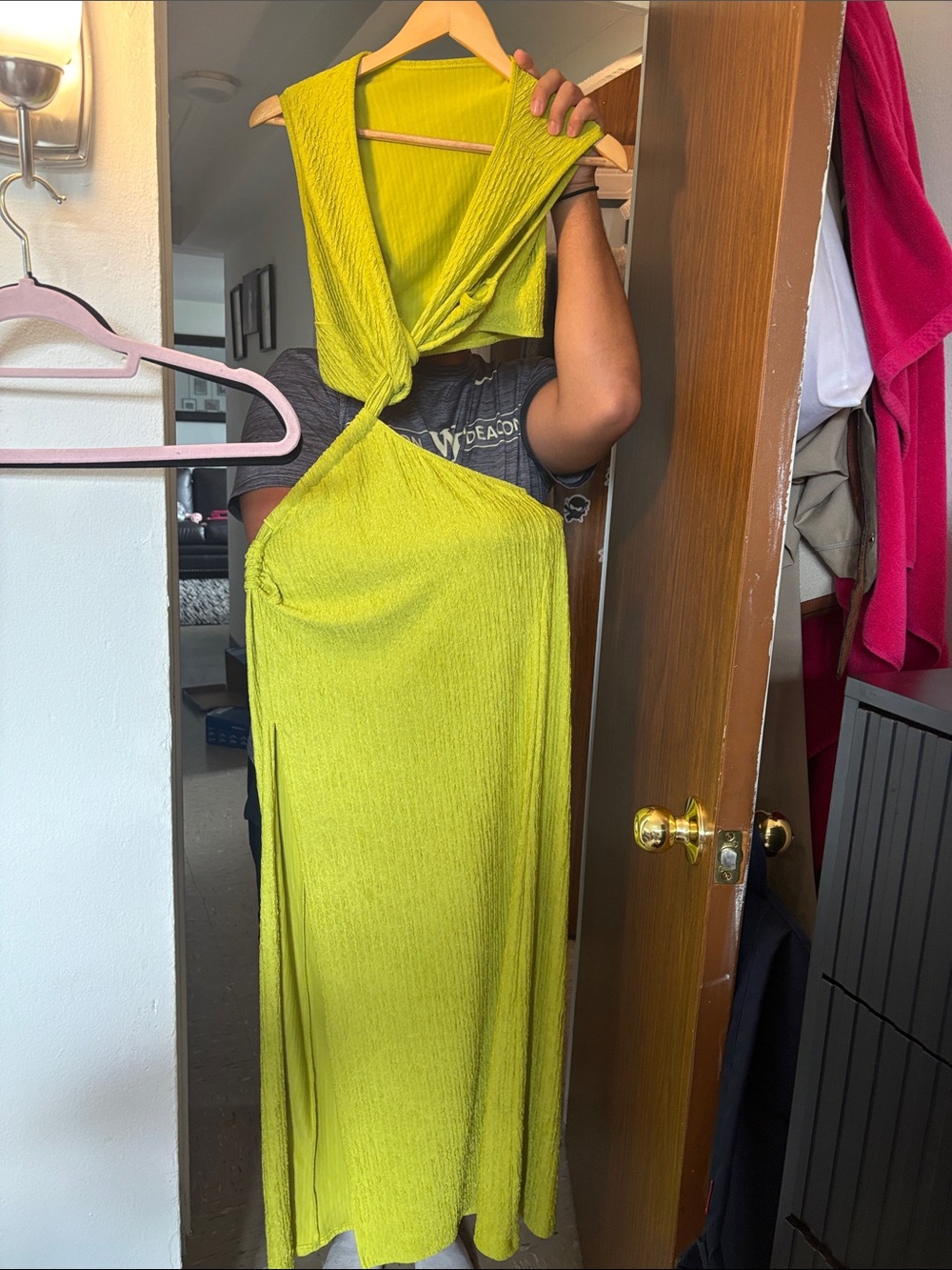 Fashion Nova Lime Cutout Maxi Dress